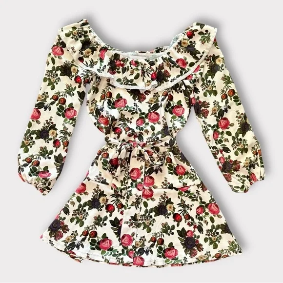 Smith & Quinn Floral Cottagecore Long Sleeve Ruffle Tie Waist Dress - Size Small - Picture 2 of 7